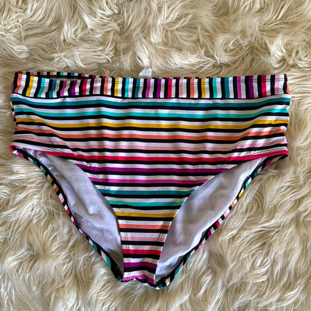 APT. 9 MULTI STRIPE‎ HIGH WAIST BIKINI BOTTOM Sz XXL